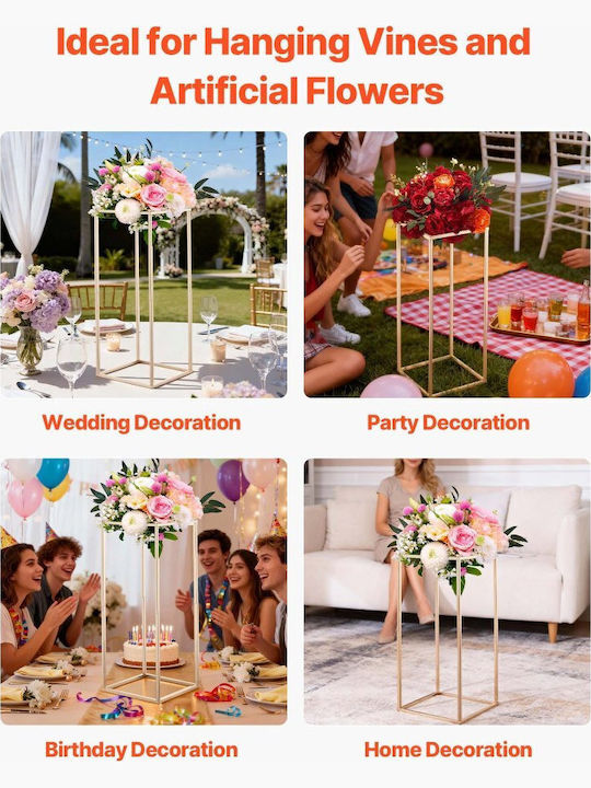 Wedding Flower Base Vevor 10 Pieces Flower Base Column 60cm Flower Bases Hidden Screw Rectangular Cubic Florist Shelf Wedding Party Birthday Home Gold Centerpiece Bases