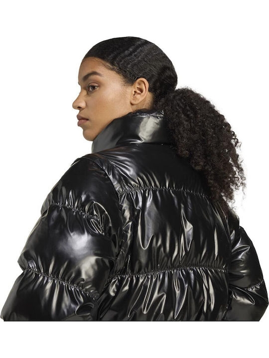 Essentials Glossy 2in1 Women's Crop Puffer Jacket for Winter Black
