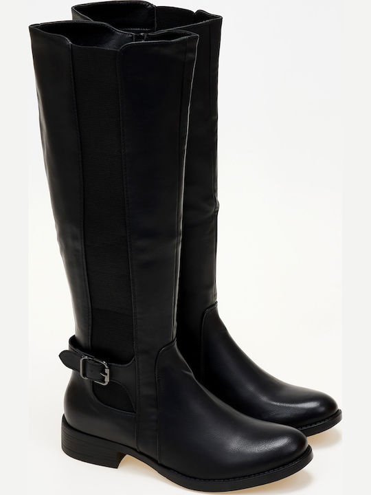 Damenstiefel mit Gummizug Schwarz