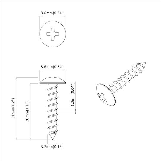 vidaXL Self-Piercing Screw with Length 4mm 2pcs