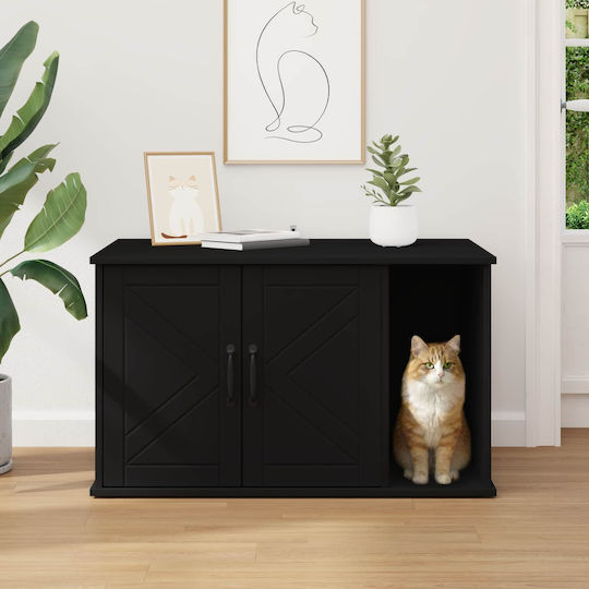 Vidaxl Cat House Black 85 x 55 x 50 cm Processed Wood