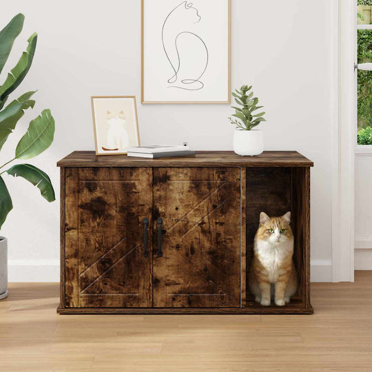 Vidaxl Cat House Smoked Oak 85 x 55 x 50 cm Engineered Wood
