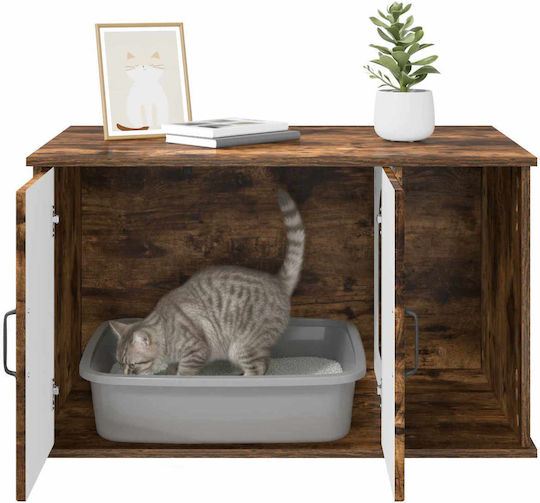 Vidaxl Cat House Smoked Oak 85 x 55 x 50 cm Engineered Wood