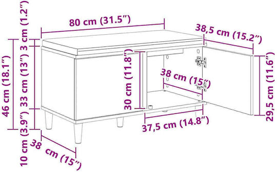 Entry Furniture with Bench Μαύρη Οξυά 60x38x46cm
