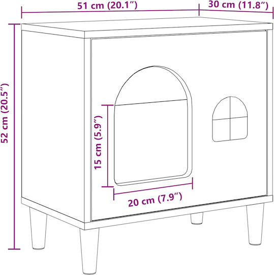 Vidaxl Casă Pentru Pisici Nuc Lucru Manual 51 X 30 X 52 Cm