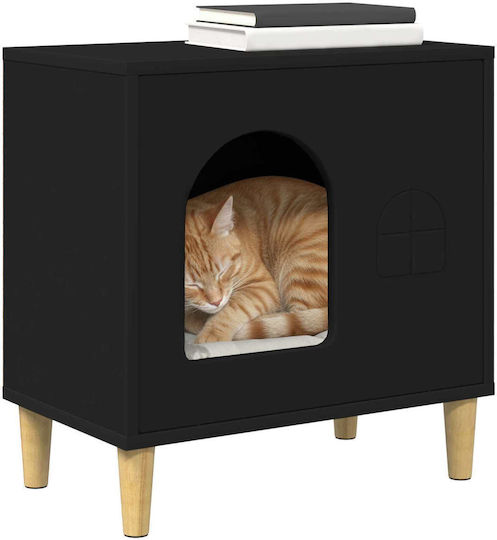 vidaxl Katzenbett Schwarz 51 x 30 x 52 cm aus bearbeitetem Holz