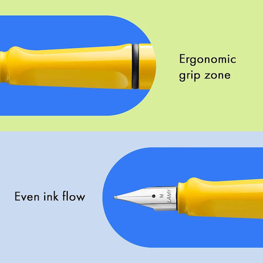 Lamy 018 Safari Πένα Γραφής Medium Κίτρινη από Πλαστικό με Μπλε Μελάνι