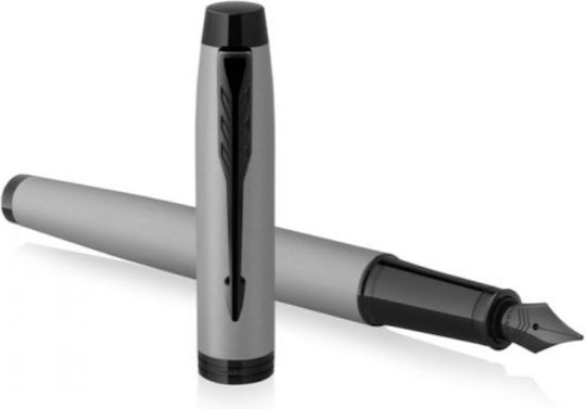 Parker Πένα Γραφής Medium Γκρι από Ατσάλι με Μαύρο Μελάνι