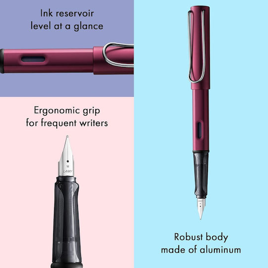 Lamy AL-star Writing Pen Medium Purple made of Aluminum with Blue Ink