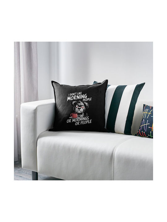 Koupakoupa Sofa Cushion I Don't Like Morning People From 100% Cotton Black 50x50cm