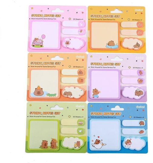 Set of Sticker Page Markers & Sticky Note Capybara Orange Itotal