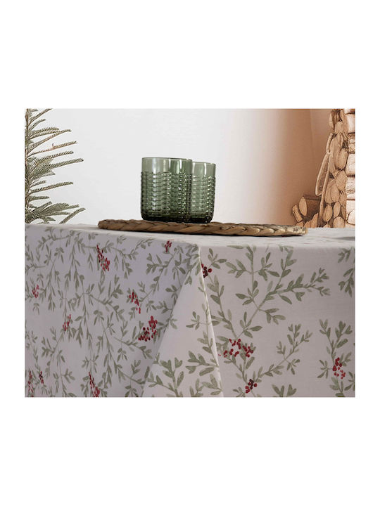 Nef-Nef Homeware Hope Christmas Tablecloth Fabric Beige L240xW140cm.