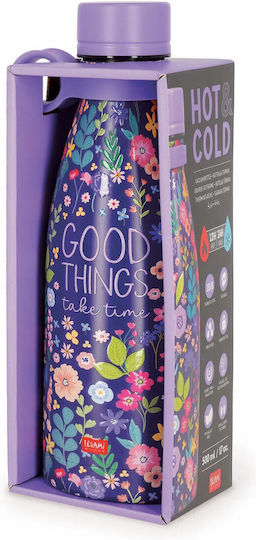 Legami Milano Hot Cold Bottle Thermos Plastic / Stainless Steel 500ml Flowers