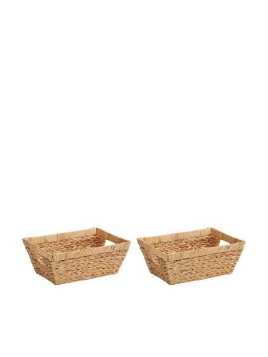 vidaXL Set of Decorative Baskets Straw with Handles Brown 38x28x15cm 2pcs