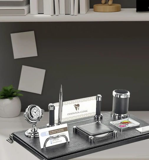 Desk Set Leather Black 40x20cm Code 0064