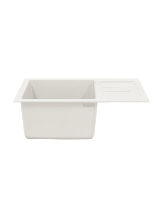 vidaXL Drop-In Sink Synthetic Granite W62xD50cm White
