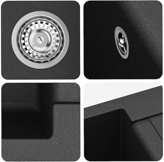 vidaXL 42028392 Ένθετος από Συνθετικό Γρανίτη Μ78xΠ50cm Μαύρος