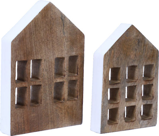 Muse Deco Home Wooden Mango Natural White 12x2.5xh18cm 6 Pieces