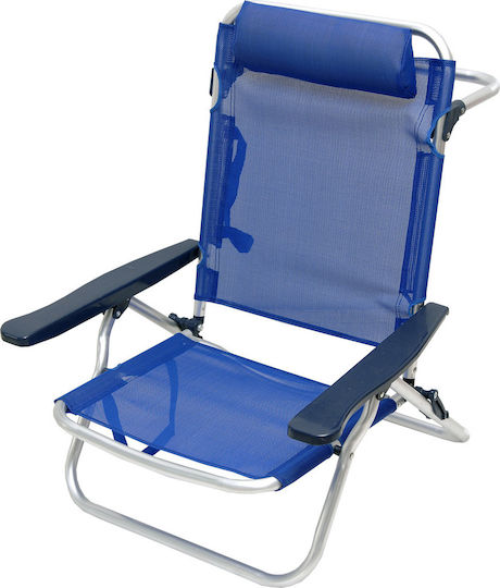 Campus Aluminium Beach Chair with High Back Blue Waterproof 45x35.5cm