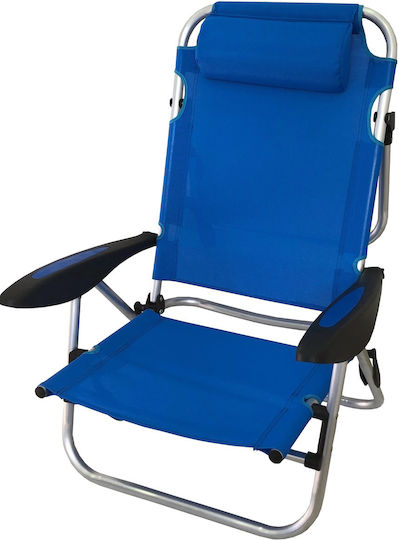 Campus Aluminium Beach Chair with High Back Blue Waterproof 45x35.5cm