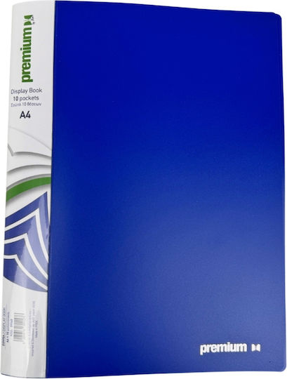 A&G Paper Clipboard Flexible with 10 plastic sleeves Slides for Paper A4 Blue 29368 1pcs