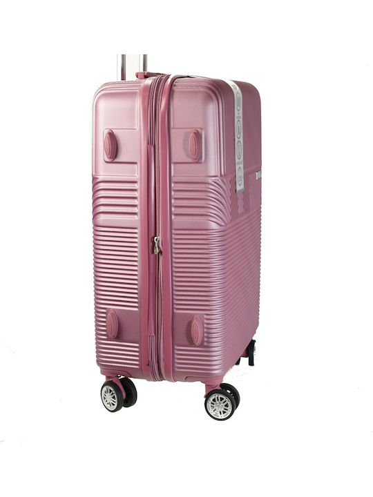 Bartuggi Großer Hart-Reise Koffer Rosa mit 4 Rädern Höhe 75cm