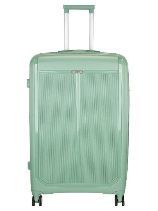 RCM Cabin Hard Travel Suitcase Green Pink with 4 Wheels