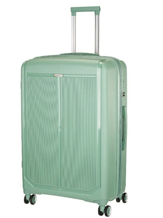 RCM Cabin Hard Travel Suitcase Green Pink with 4 Wheels