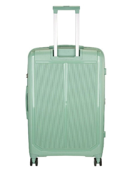RCM Cabin Hard Travel Suitcase Green Pink with 4 Wheels