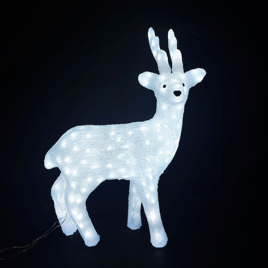 Aca Осветена Коледна Пластмасова Фигура Северни елени Бял Височина 74.5см. Standing Reindeer
