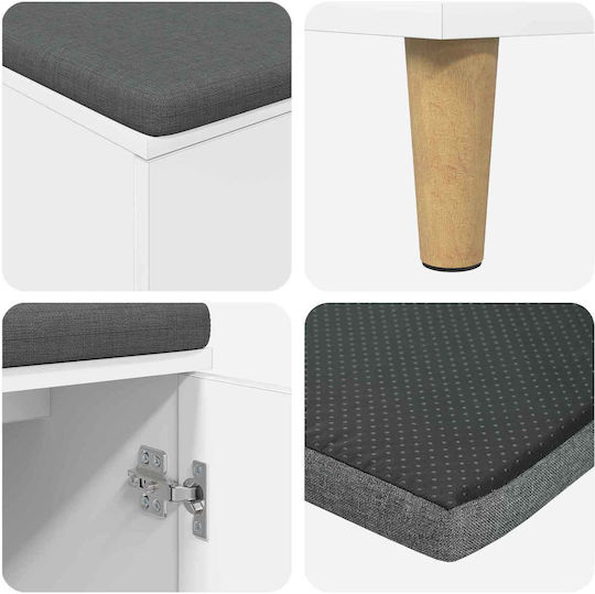 Mobilier de Intrare cu Bancă Alb 60x38x46cm Mobilier de Intrare cu Bancă Alb 60x38x46cm
