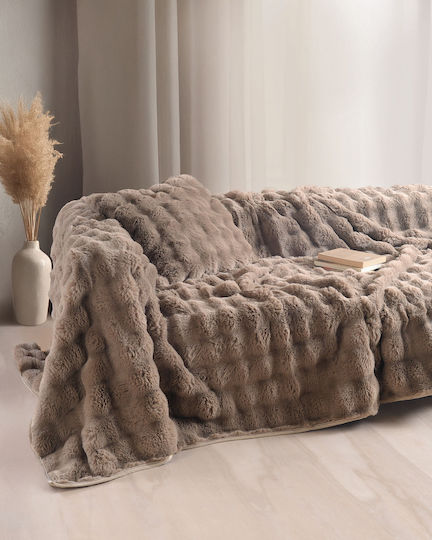 Rythmos Rabbit Sofa Throw Fur 180x240cm Gray