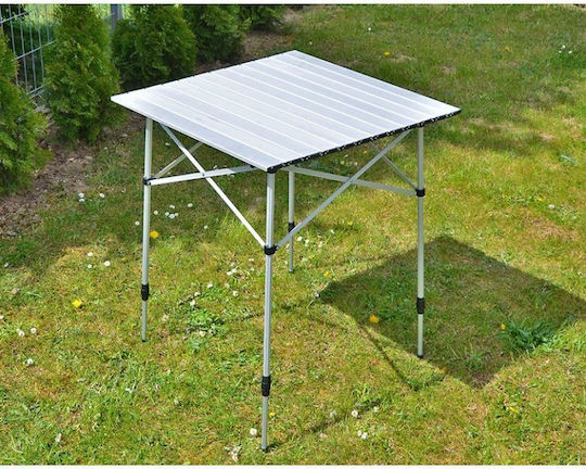 High Peak Aluminium Camping Table Tabelul Plastic pentru Camping Pliabil 70x70x70cm Argintiu