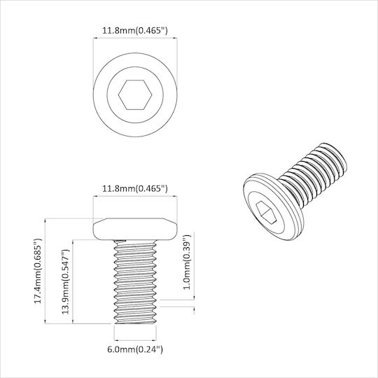 vidaXL Wood Bolts Hexagon Metallic with Length 6mm 2pcs 18kg