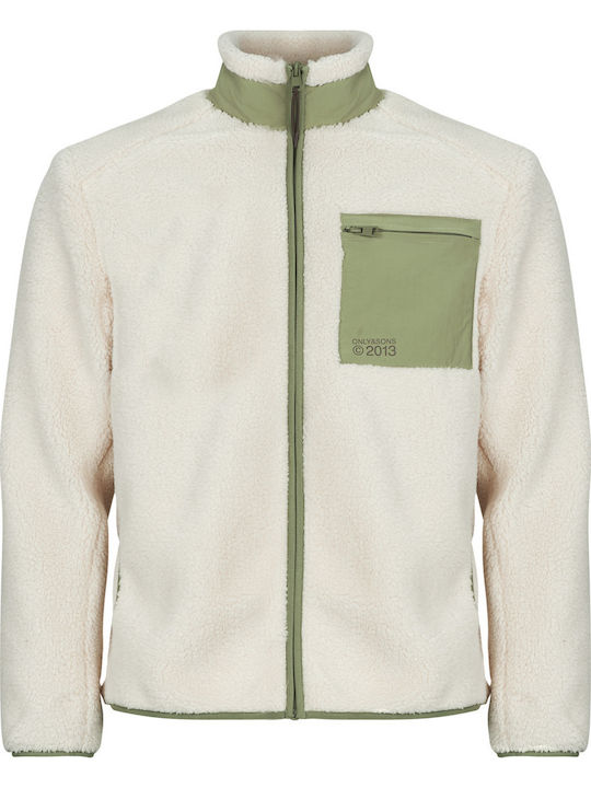 Herren Fleecejacke Silver Lining/Oil Green