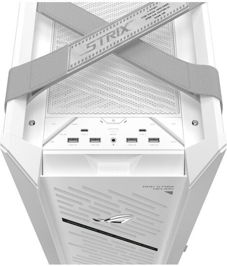 Asus ROG Strix Helios II Gaming Midi Tower Κουτί Υπολογιστή με Πλαϊνό Παράθυρο και RGB Φωτισμό Λευκό
