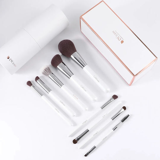 Ducare Du-901 Pure White Σετ Πινέλων Προσώπου & Ματιών Θήκη Αποθήκευσης