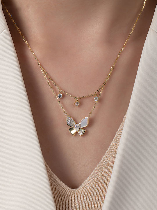 Double Necklace Made of Gold Plated Silver