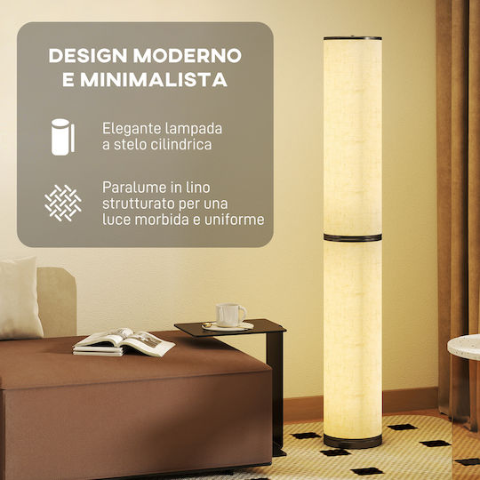 HomCom LED Φωτιστικό Δαπέδου Υ135xΜ20εκ. 2800lm Μπεζ