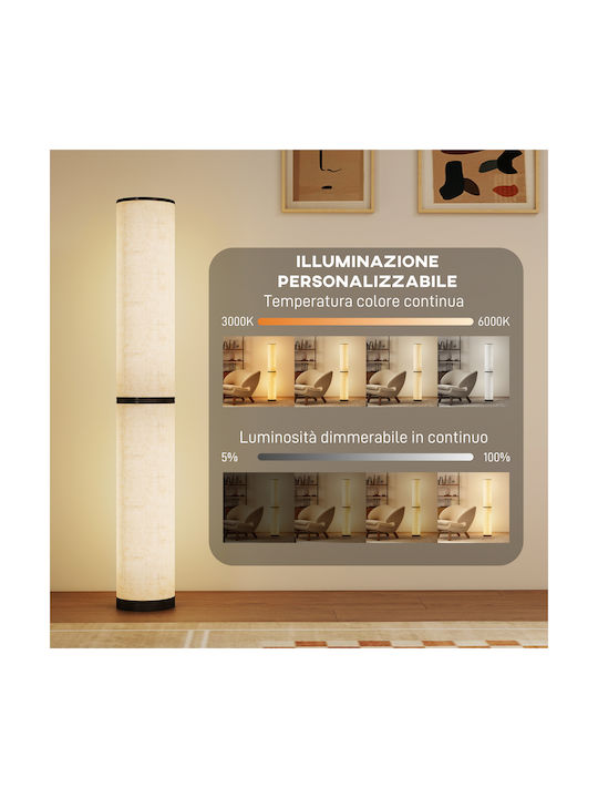 HomCom LED Floor Lamp H135xW20cm. 2800lm Beige