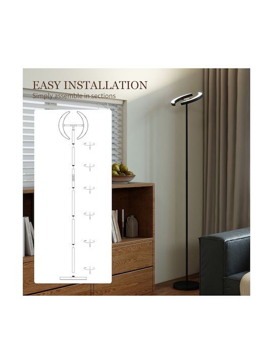 HomCom LED Floor Lamp with Warm White Light 3100lm Black