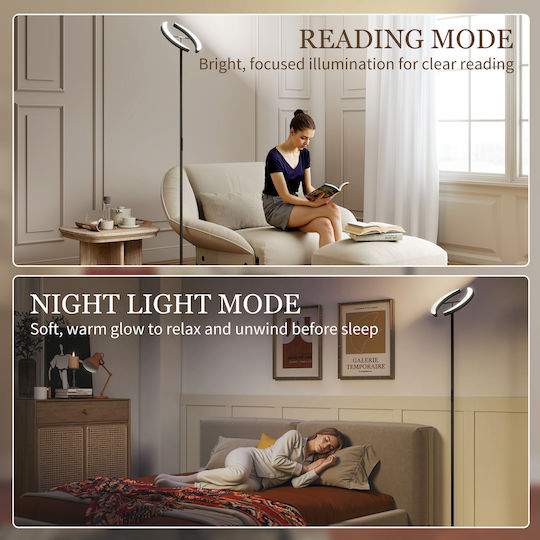 HomCom LED Stehleuchte mit Warmweißem Licht 3100lm Schwarz