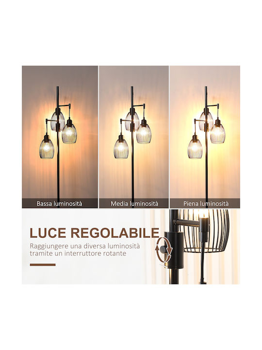 HomCom Floor Lamp H170.5xW30cm. with Socket for Bulb E27 Black