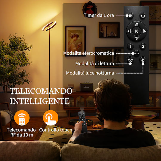 HomCom LED Stehleuchte mit Warmweißem Licht 3100lm Schwarz
