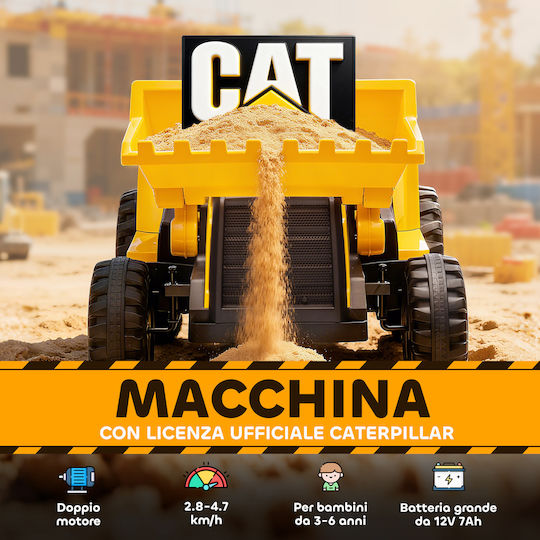 Παιδική Μπουλντόζα Caterpillar Ηλεκτροκίνητη 12 Volt Κίτρινη για 3+ Ετών