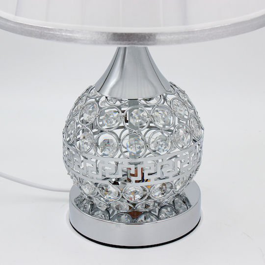 Keskor Metal Table Lamp for Socket E27 with Silver Shade and Base