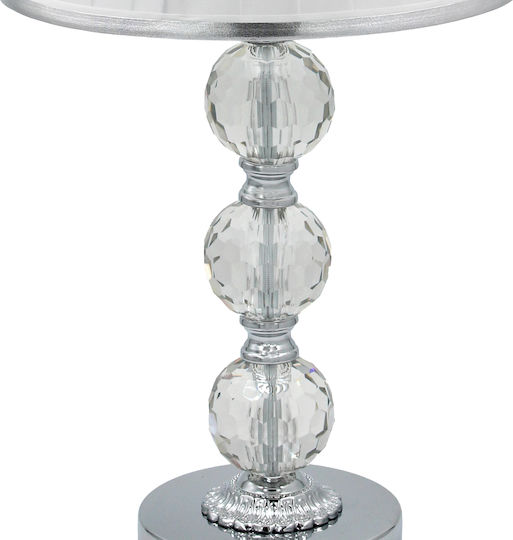 Keskor Metal Table Lamp for Socket E27 with Silver Shade and Base