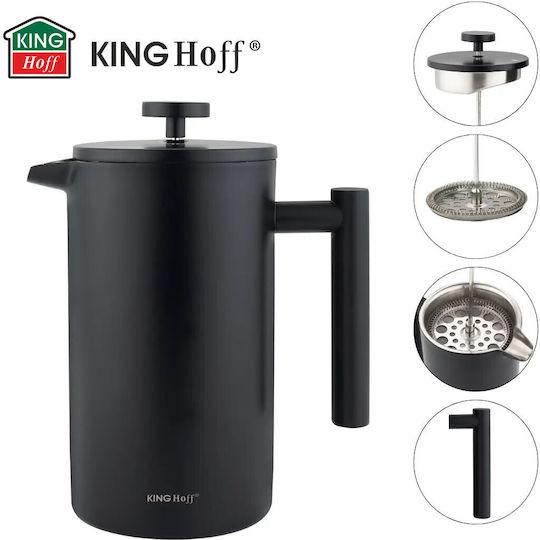KING Hoff Manual Filter Coffee Maker Stainless Steel Black 1lt