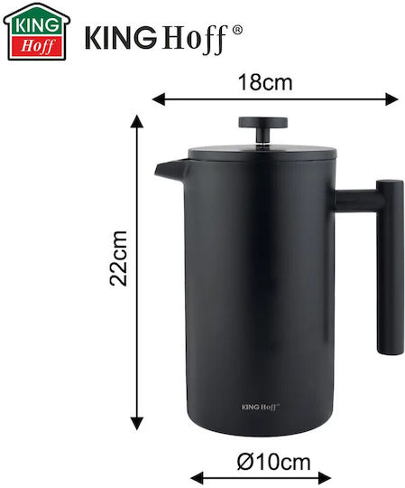 KING Hoff Manual Filter Coffee Maker Stainless Steel Black 1lt