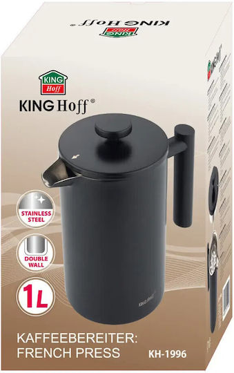 KING Hoff Manual Filter Coffee Maker Stainless Steel Black 1lt